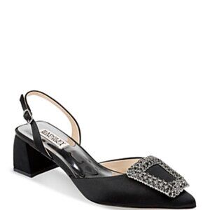 Badgley Mischka Women's Emmie Slingback Evening Pump  8.5M, Black Satin